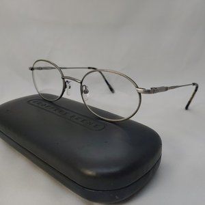 GEOFFREY BEENE Eyeglass Frames Metal Full Rim Silver Green Gunmetal +Case